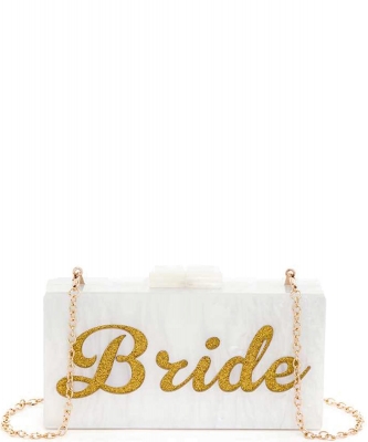 Glitter Bride Acrylic Box Clutch PPBRIDE GOLD